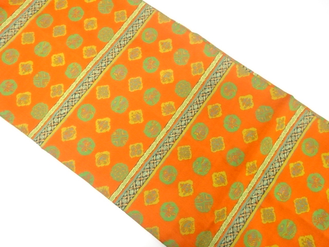 JAPANESE NAGOYA OBI / WOVEN FLORAL PLANTS / BY MANYO